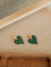 Green Shell Heart Earrings