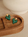 Green Shell Heart Earrings