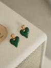 Green Shell Heart Earrings